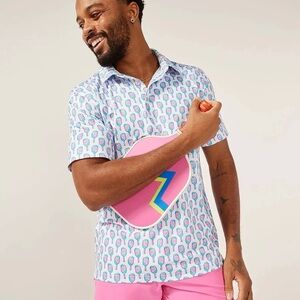 CHUBBIES Men’s “The Big Dill" Pickleball Paddle Print Performance Polo Shirt M